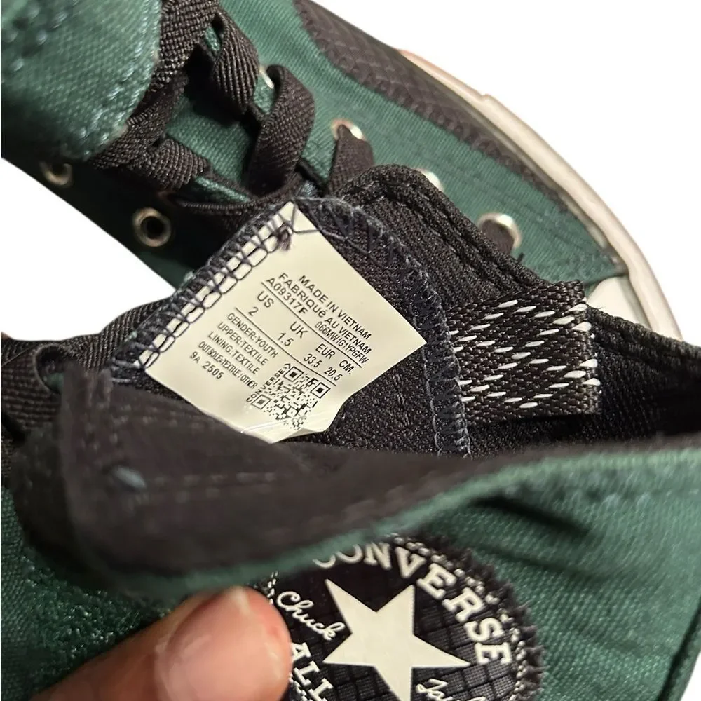 Kids Chuck Converse Taylor Green High Top Trainers Shoes(Size 2)